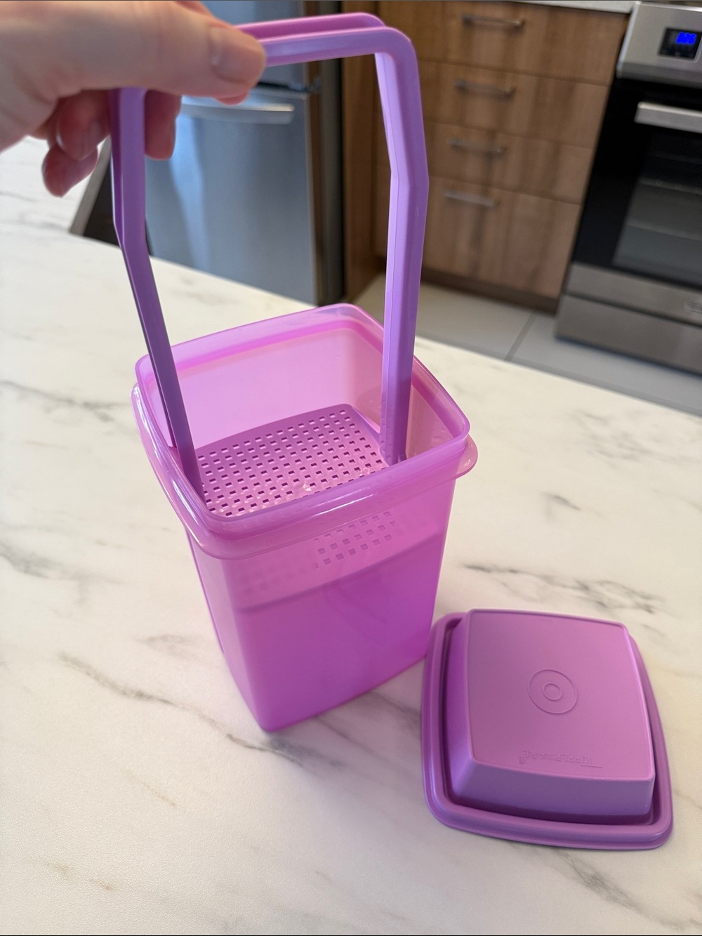 Tupperware Purple Pickle Keeper Container with Lift Tray & Lid